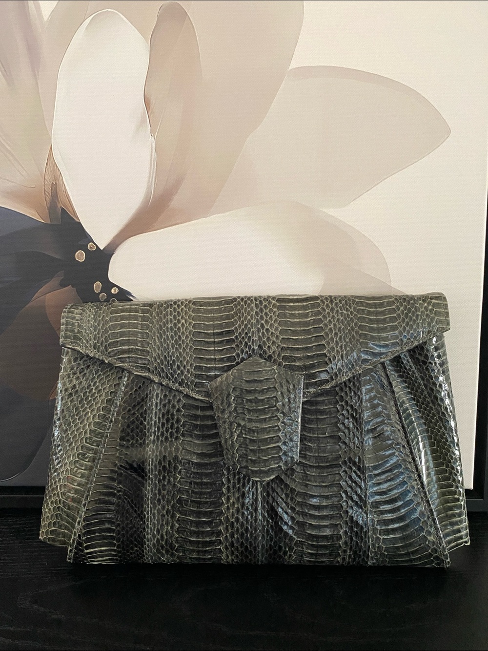 Vintage 80’s J. Renee Black/Gray Snakeskin Bag